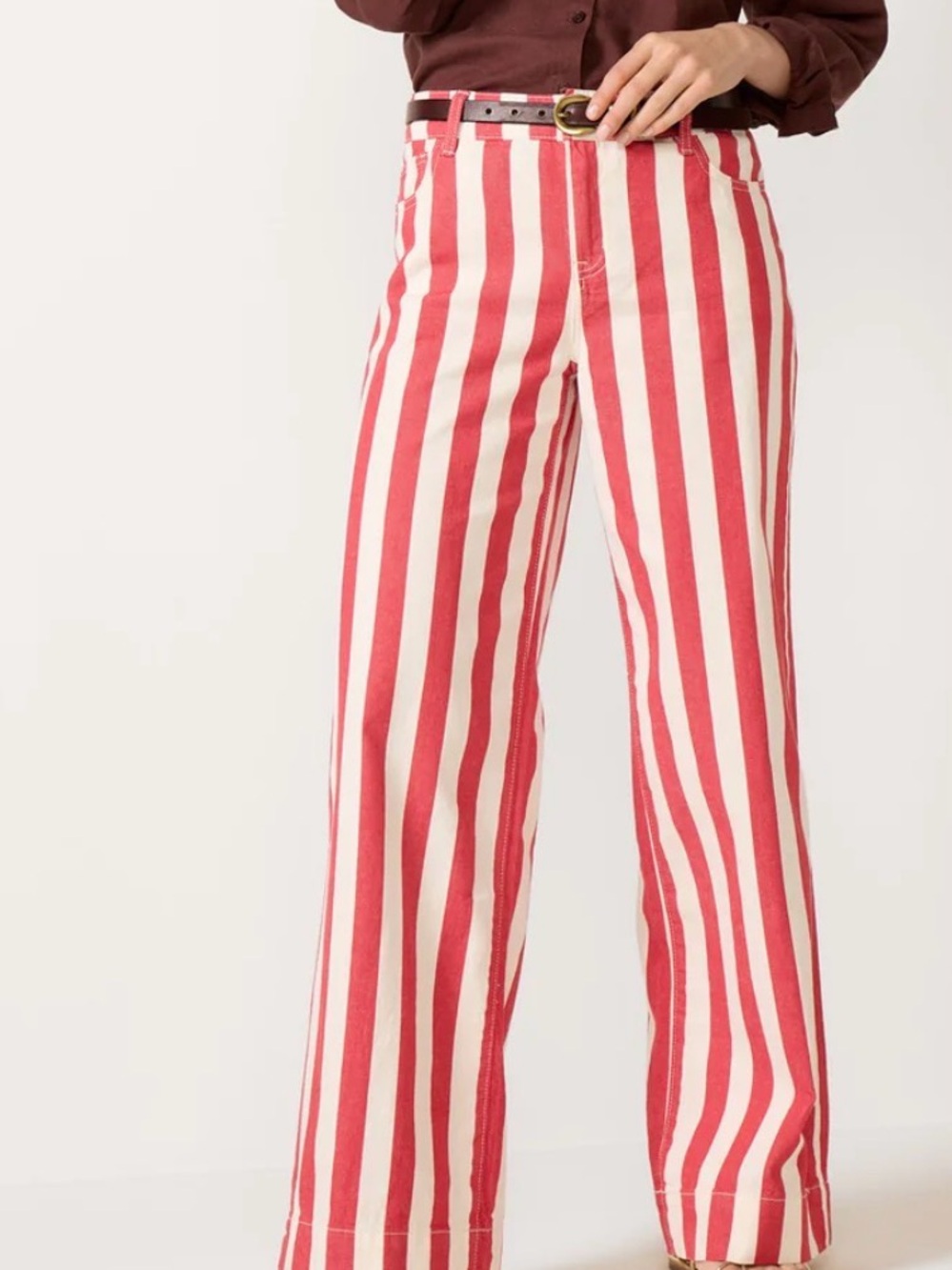 Sanctuary Red and White Striped Wide-Leg Jeans